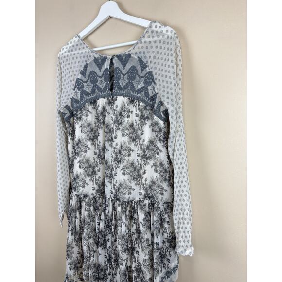 Free People mesh Tunic Dress Women’s L Floral Long Sleeve Lace Boho Cottagecore - Picture 8 of 16